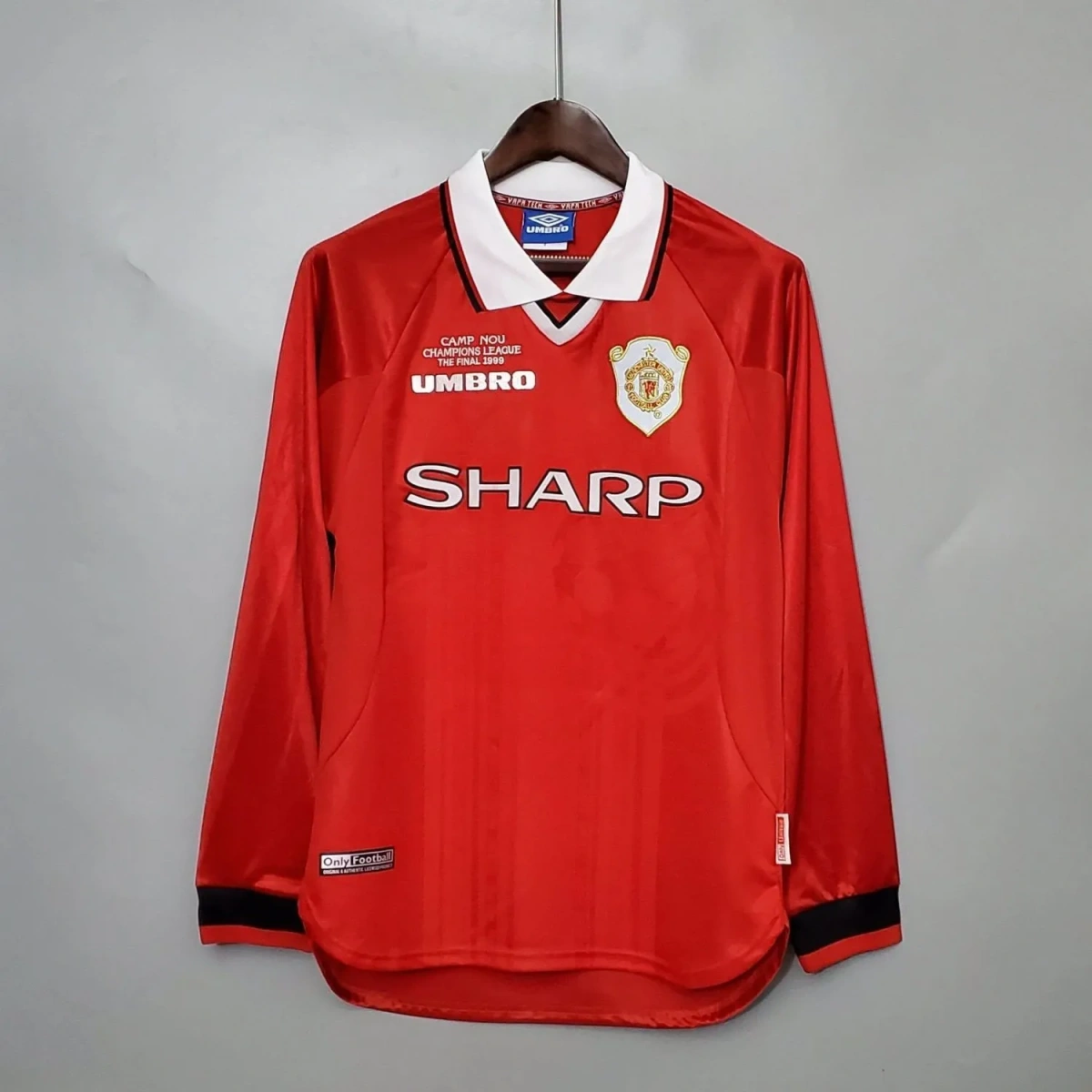 Camisa Manchester United 1999 Home - Retrô - Manga Longa