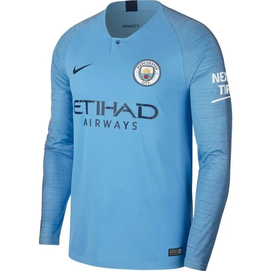 Camisa Manchester City 2018/19 Home - Retrô - Manga Longa