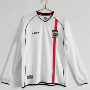 Camisa Inglaterra 2002 Home - Retrô - Manga Longa