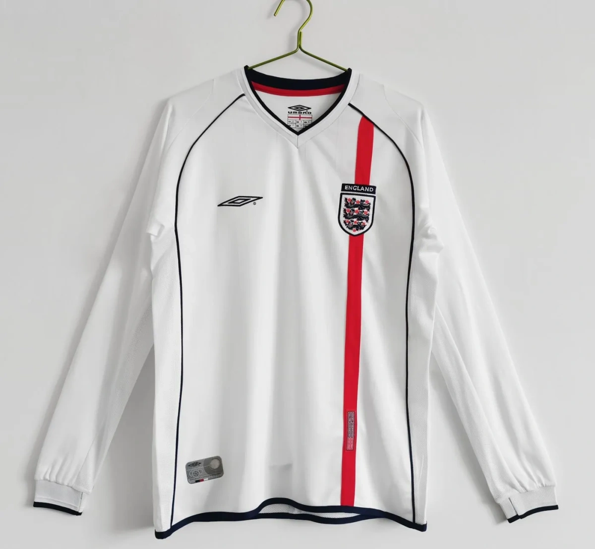 Camisa Inglaterra 2002 Home - Retrô - Manga Longa
