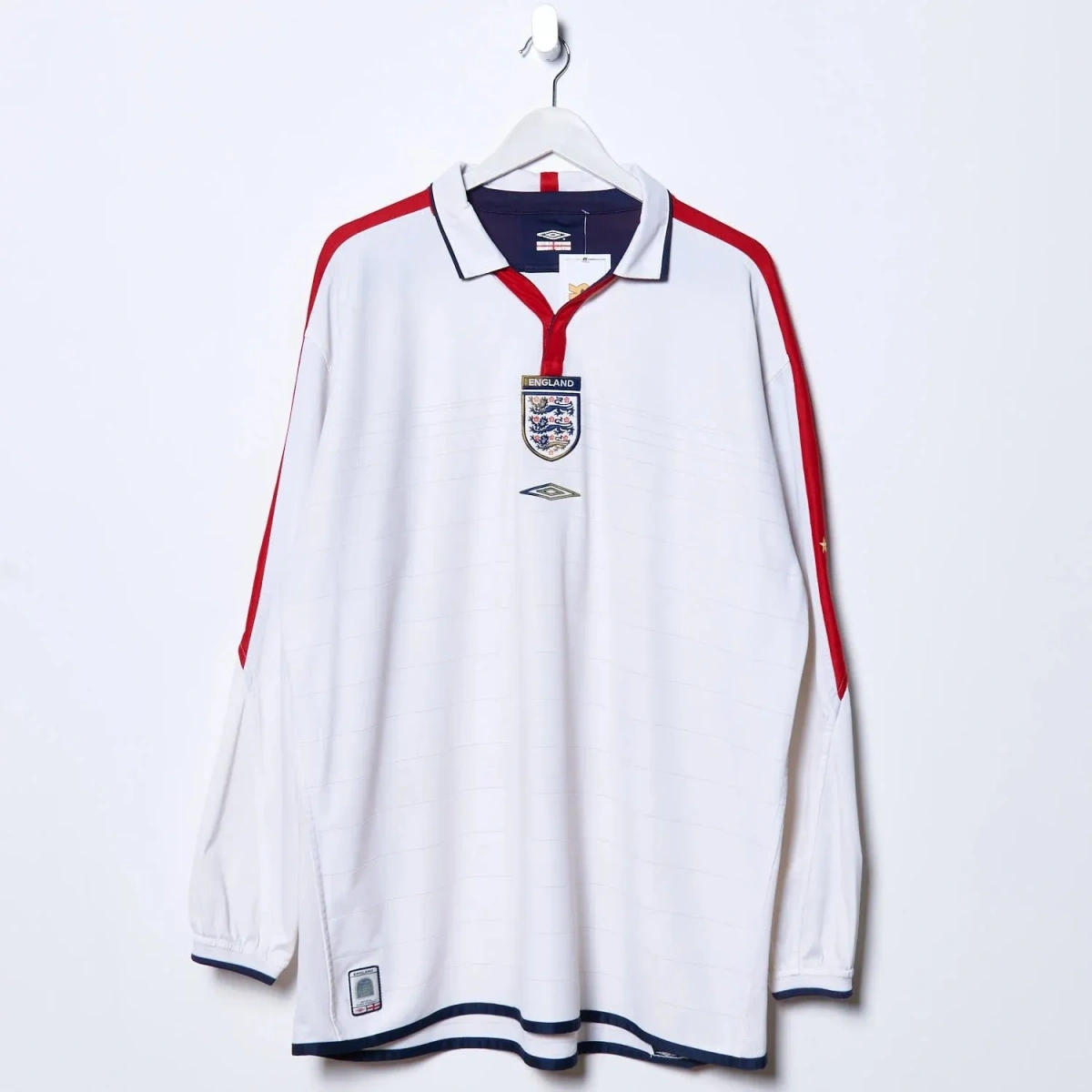 Camisa Inglaterra 2004 Home - Retrô - Manga Longa