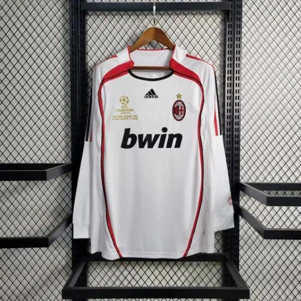 Camisa AC Milan 2007 Away - Retrô - Manga Longa - Ucl Ucl