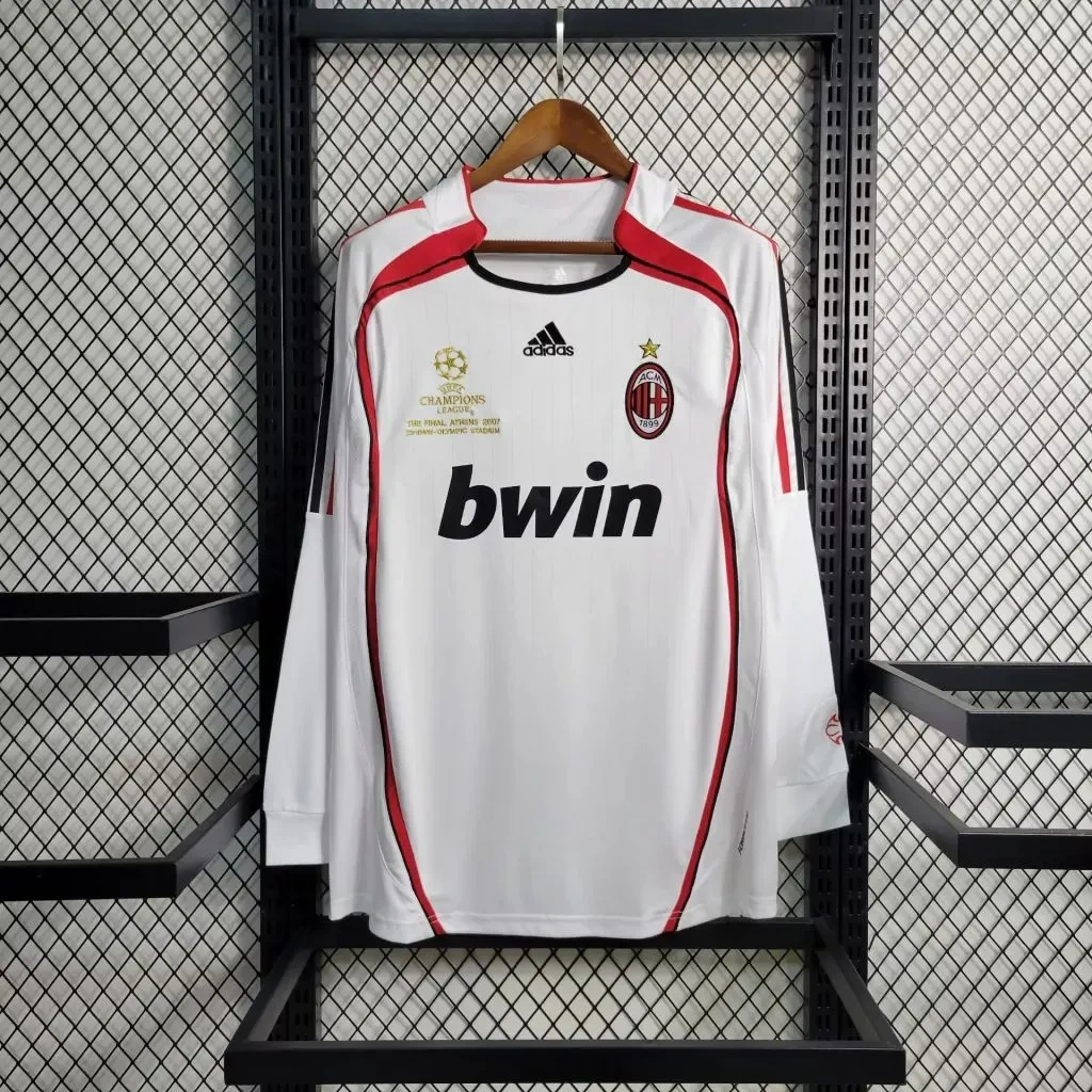 Camisa AC Milan 2007 Away - Retrô - Manga Longa - Ucl Ucl