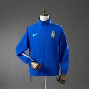 Jaqueta Brasil 1998 - Retrô - Corta-Vento - Cinza/Azul